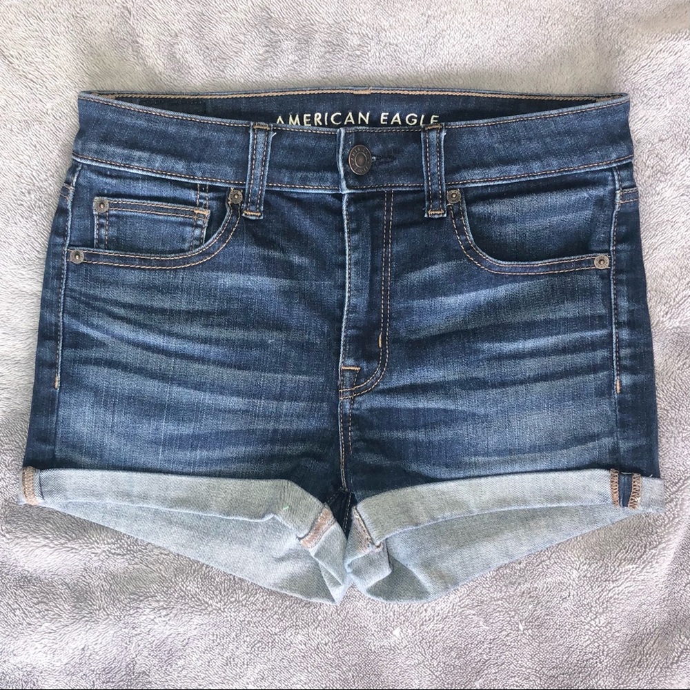 American Eagle Hi-Rise Shortie Denim Jean Shorts